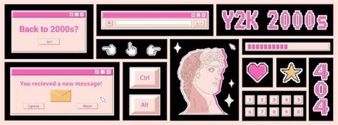 Premium Vector Trendy Y2k Banner With Retro Stickers Computer Windows