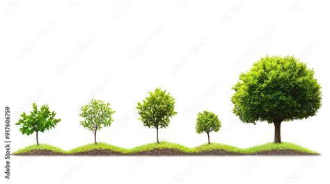 growth stages   tree illustrated  seedling  fully grown tree