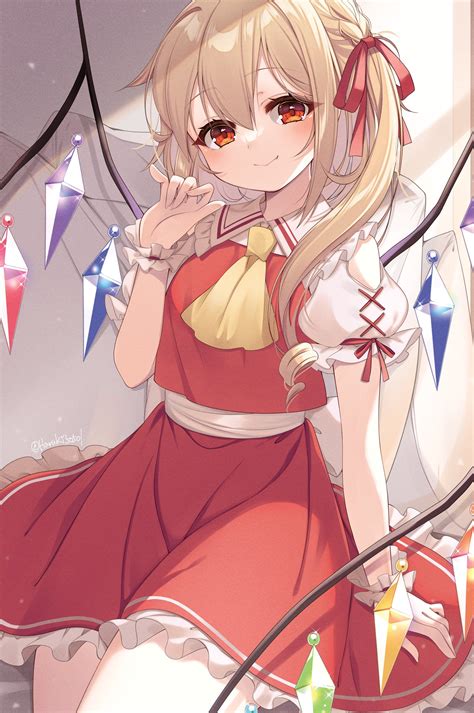 Safebooru Girl Ascot Bangs Blonde Hair Closed Mouth Crystal Fang Flandre Scarlet Haruki