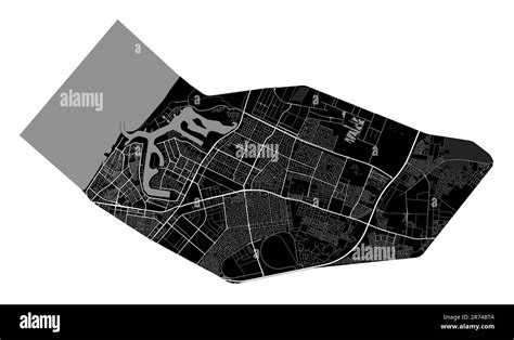 Ajman Black Map Administrative Territory Of The City With Border Uae