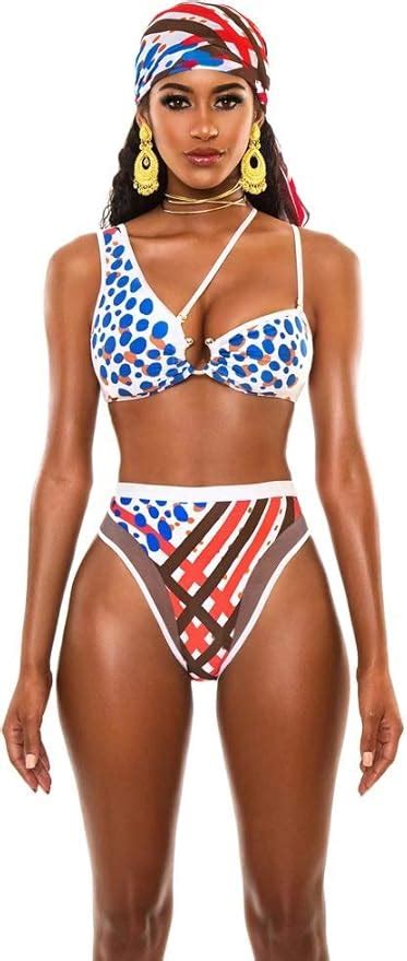 Traje de Baño Africano Mujer Sexy Bikini Tribal Estampado Niñas Pieza Push Up Beachwear Bikini