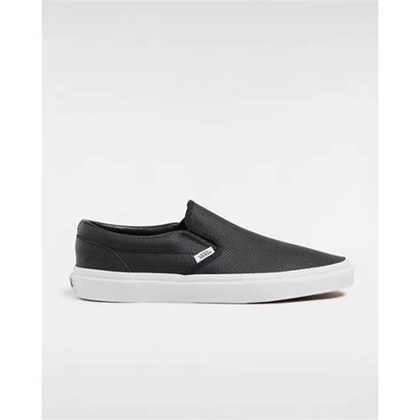 Perf Leather Classic Slip On Shoes Black Vans