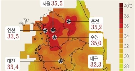 그래픽 22일 지역별 최고기온