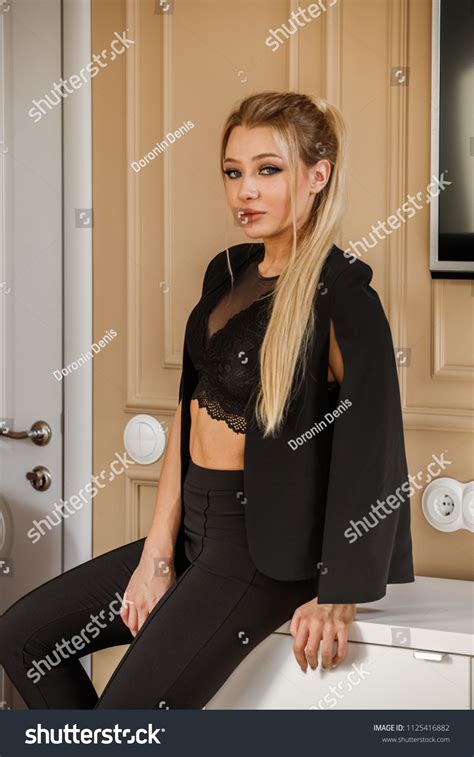 Beautiful Blonde Girl Sexy Business Suit Stock Photo 1125416882 Shutterstock