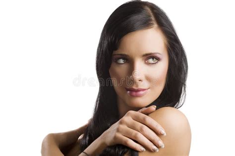 Portrait Brunette With Long Hair Stock Image Image Of Elegant Beauty 18255899