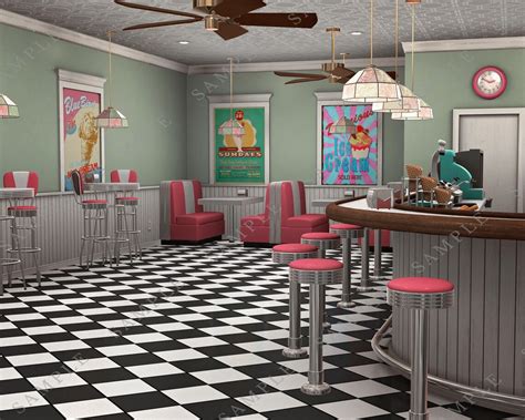 S Diner Backdrop Retro Ice Cream Shop Bundle Of Soda Shop