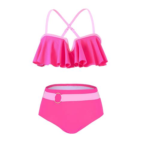JIUWEN Girls Swimwear Halter Triangle Bikini Set Ruffled Hawaii Beach Sport Two Piece Swimsuits
