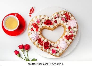 Homemade Trendy Heart Shaped Naked Cake Stock Photo