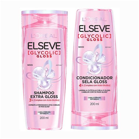 KIT ELSEVE GLYCOLIC GLOSS SHAMPOO CONDICIONADOR 200ML Shopee Brasil