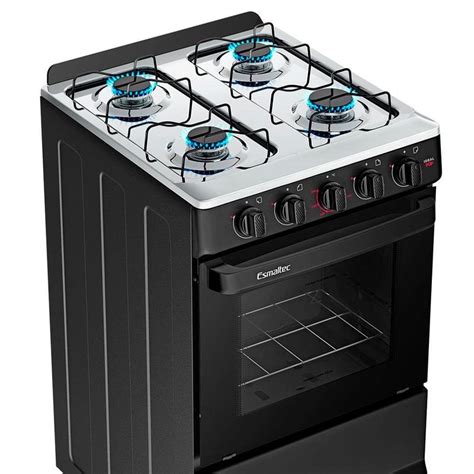 Fogao Esmaltec Ideal Pop - Fogão 4 Bocas Esmaltec Ideal Pop Acendimento Automático Preto
