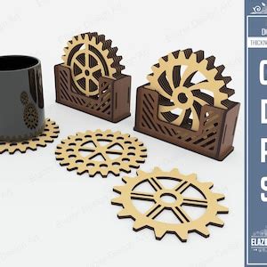 Different Wheel Pattern Boxed Coasters Laser Cut Svg Files Vector