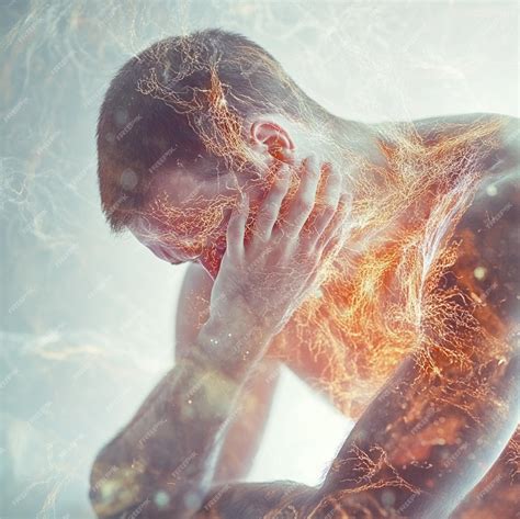 A depiction of a person with lupus experiencing a flareup with visible