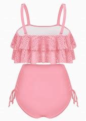 High Waisted Patchwork Light Pink Bikini Set Rosewe USD 9 98