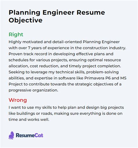 Top 16 Planning Engineer Resume Objective Examples