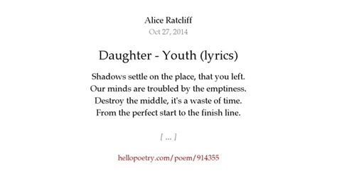 Daughter Youth Lyrics By Anonymous Hello Poetry