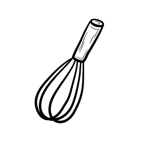 Hand Drawn Whisk Kitchen Utensil For Whipping Eggs Or Cream Flat