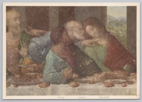 Art Leonardo Da Vinci The Last Supper Mural Painting Closeup