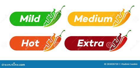 Spicy Chili Level Label Mild Medum Hot Extra Stock Vector Illustration Of Chili Vector