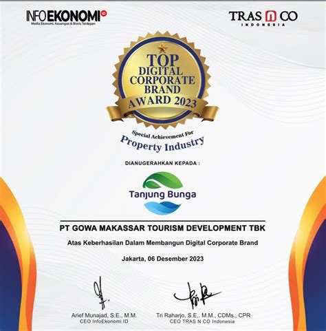 PT Gowa Makassar Raih Top Digital Corporate Brand Award 2023