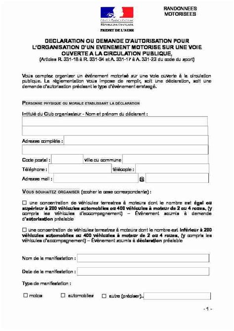 Declaration Ou Demande Dautorisation Pour Lorganisation Dun Pdf