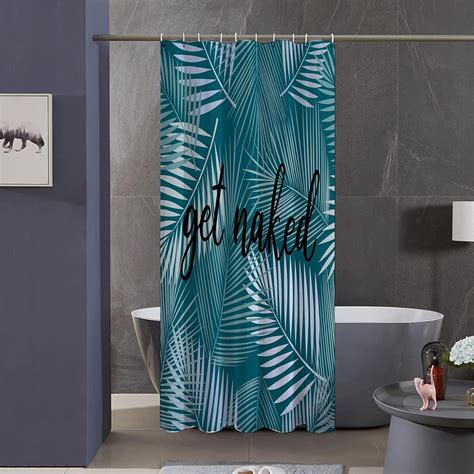 Stall 36 X72 Green And White Shower Curtain Set With Hooks Get Naked Bathroom Curtain Abstract