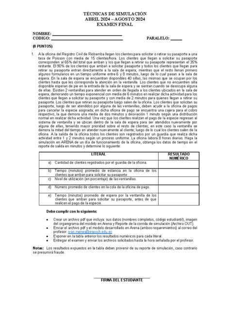 Examen Final B - n/d - TÉCNICAS DE SIMULACIÓN ABRIL 2024 – AGOSTO 2024