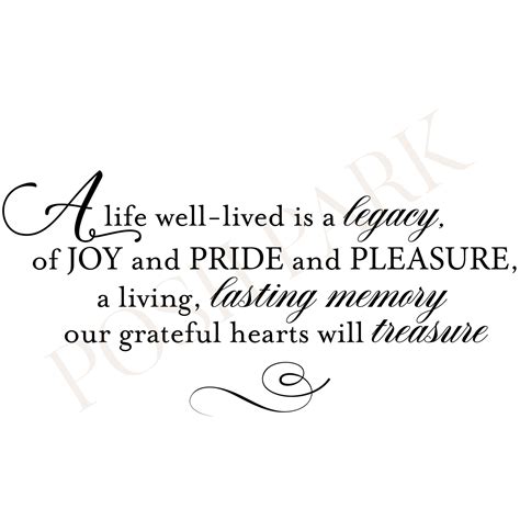 A Life Well-Lived Is A Legacy Funeral Poem Word Art | Transparent Pre