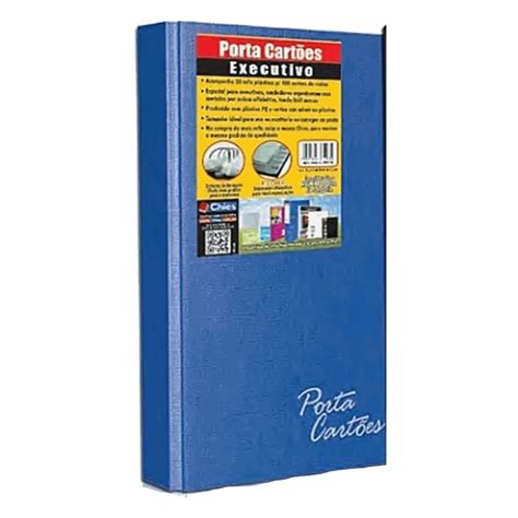 Pasta Porta Cartão - Pasta Porta Cartão Chies Azul Royal p/ 400 Cartão
