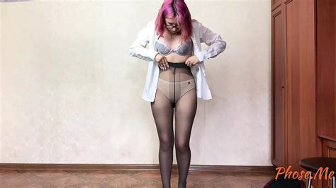 Nerdy Schoogirl Babe Dee Putting On Black Pantyhose Upskirt Amateur Porn XHamster