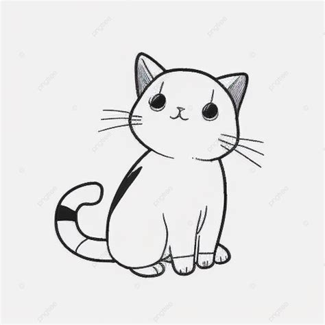 Drawing Of A Small Cat Sitting Down Basic Simple Cute Cartoon Cat