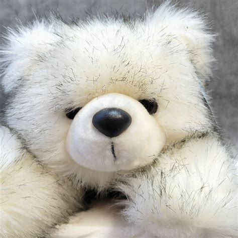 Vintage 1988 MJC Purr-fection Bear Plush White Black Blend Laying Down 18 - Etsy