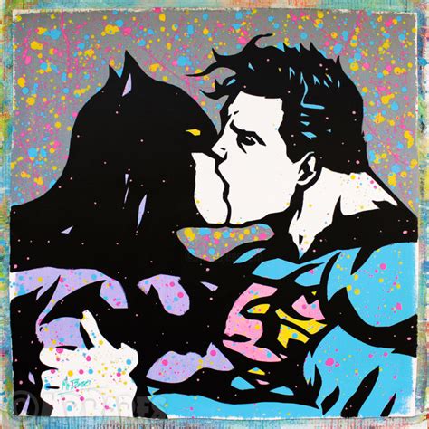 Super Kiss (Batman & Superman), Painting by Mr.Babes | Artmajeur