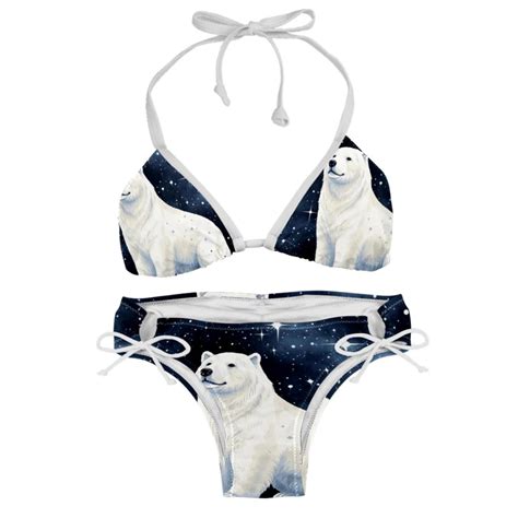 Starry Polar Bear Swimsuit Women Bikinis Detachable Sponge Adjustable Strap Bikini Set Two