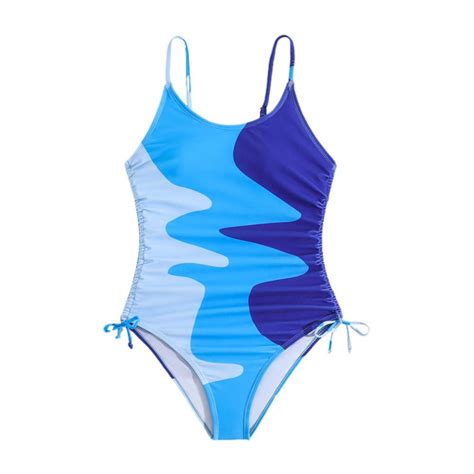 Bxsruta Girls Bikini Fashionable Girl Printed Hot Spring Vacation Zhongda Tong Conjoined Body