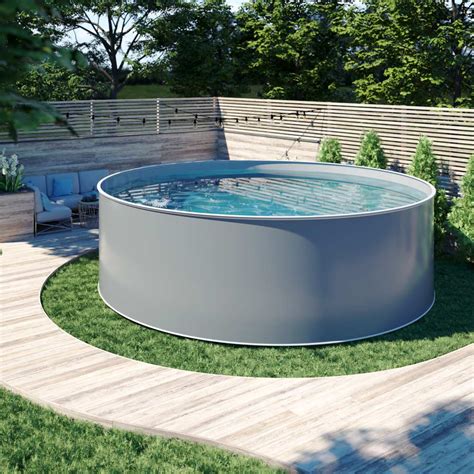 Design Stahlwand Pool SET rund Ø 3 50 x 1 20 m GRAU