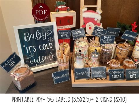 Hot Cocoa Bar Sign Labels PRINTABLE Kit Etsy