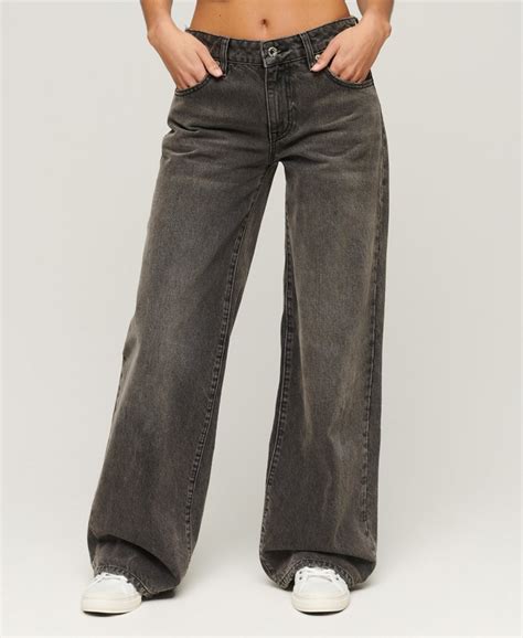 Femme - Jean large en coton bio Gris Lenox | Superdry FR