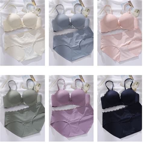 1SetThick Cup Sexy Women S Soft Wireless Seamless Bra Set Underwear Set Briefs Girl Lingerie