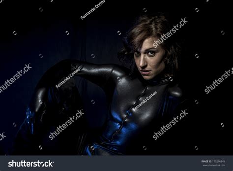 Sexy Brunette Black Latex Costume Fashion Stock Photo 179266349 Shutterstock