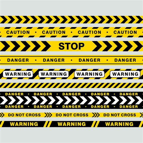 Set Of Seamless Warning Tape Design Template Vector Warning Caution Danger Tape Collection