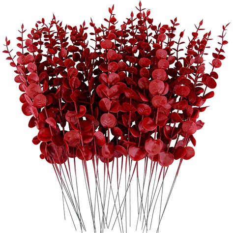 Seekfunning 24pcs Eucalyptus Stems Decor Artificial Eucalyptus Leaves Faux Greenery Branches For