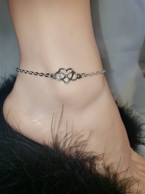 Sterling Silver Chain Hotwife Anklet Infinity Heart Anklet Etsy Canada