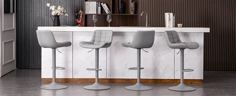 YOUTASTE White Bar Stools Set Of 2 PU Leather Padded Counter Height Bar