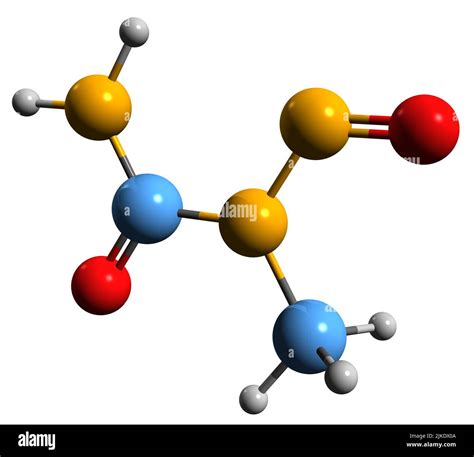 3D image of N-Nitroso-N-methylurea skeletal formula - molecular chemical structure of carcinogen ...