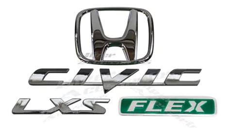 Emblemas Civic Lxs Flex E Logo Grade New Civic 2007 A 2011 Frete grátis