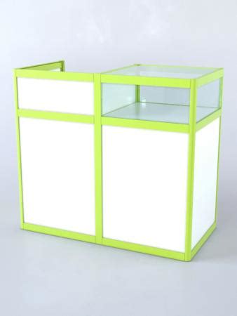 Прилавок под кассу из профиля №2 (с дверками), Белый + Лайм купить по ...