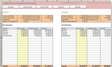 Excel Vorlage Rs Investitionsrechner Hanseatic Business School