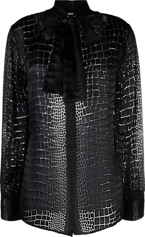 Versace Devoré Effect Pussy Bow Blouse ShopStyle Tops