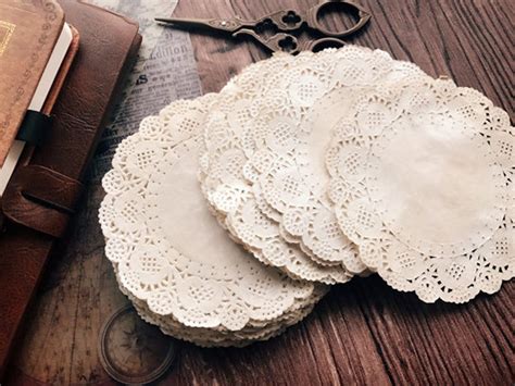 Handmade Coffee Stained Paper Lace Doilies Ephemera Paper Set Etsy