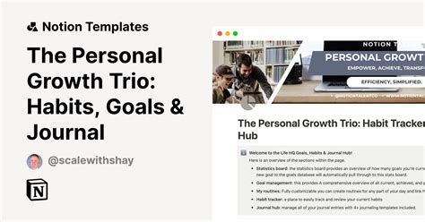 The Personal Growth Trio Habits Goals Journal Template By Shay